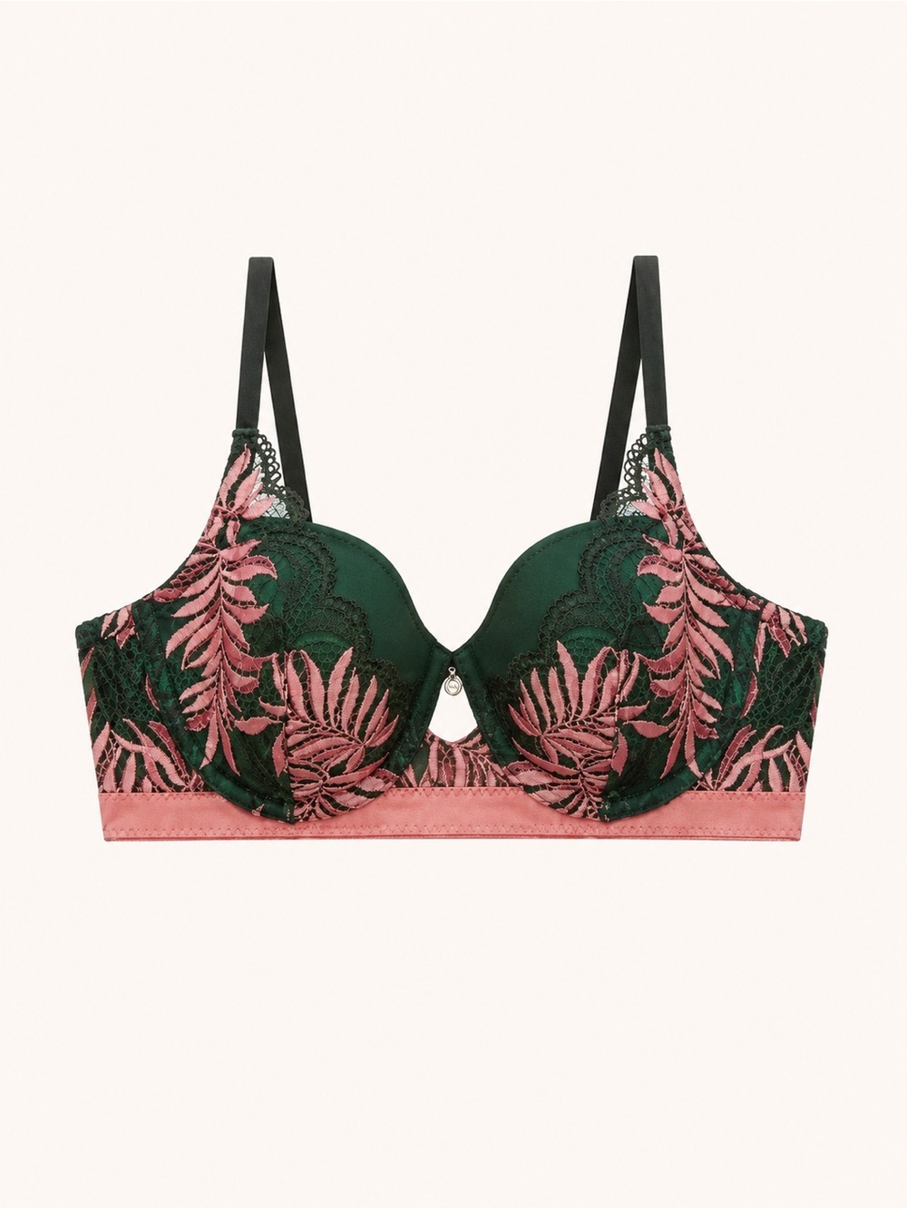 THIRDLOVE 32F Palm Lace Demi Bra Rainforest Coral Lace Rare